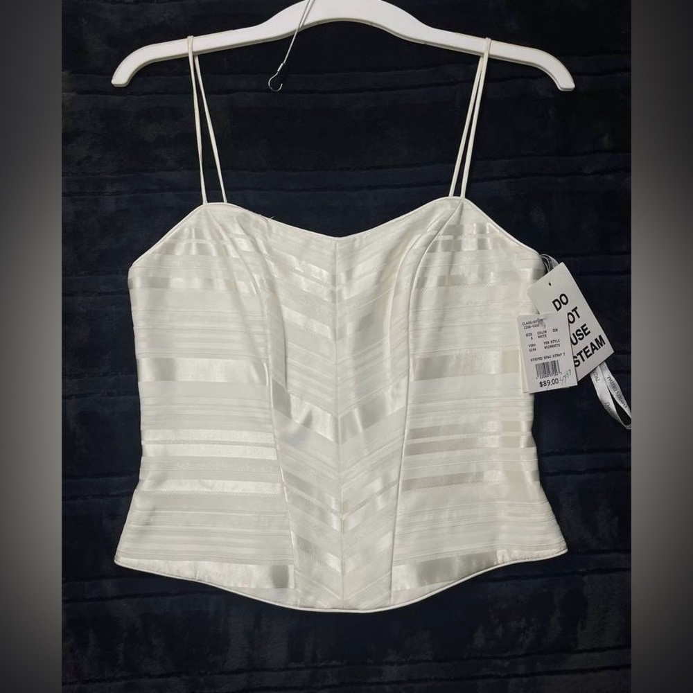 David's Bridal Ivory Satin Striped Camisole
